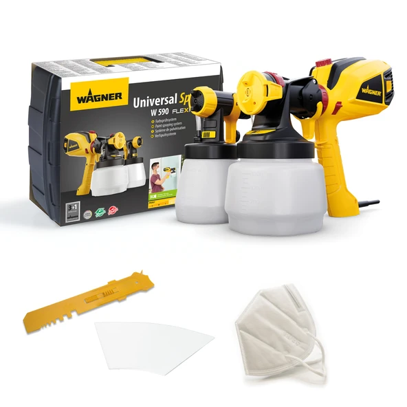WAGNER boya püskürtme sistemi W 590 FLEXiO duvar ve lateks boyalar, vernikler ve cilalar için iç ve dış mekan, 15 m²-6 dk, kap 1300 ml/800 ml, 630 W ürün görseli 1