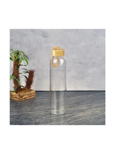 H2o Tohana H2O Bambu Kapaklı Cam Matara - Şeffaf / Açık Kahverengi - 750 ml ürün görseli 1