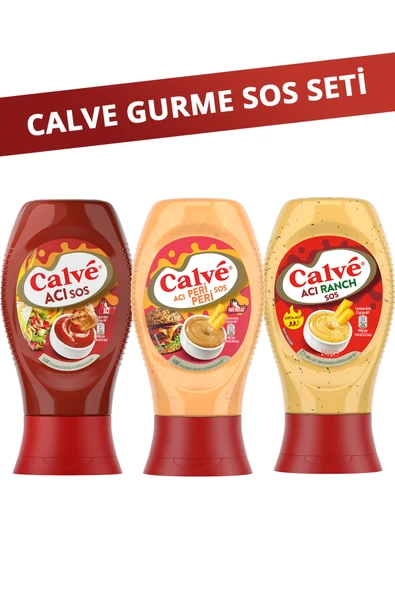 Calve Acı Sos Seti 3’lü (Acı Sos, Acı Peri Peri, Acı Ranch) ürün görseli 1