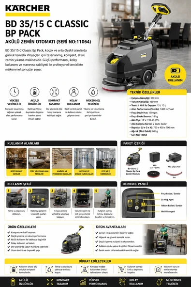 Karcher Bd 35/15 C Classic Bp Pack Akülü Zemin Otomatı (Seri No:11064) ürün görseli 1