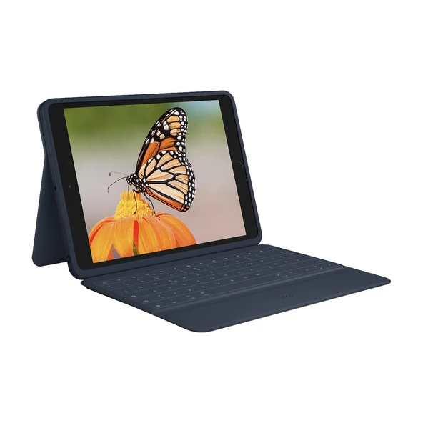 Logitech Rugged Combo 3 iPad Klavye Kılıfı, iPad için Akıllı Konektörlü (7., 8. ve 9. Nesil), Almanca QWERTY Düzeni - Mavi ürün görseli 1