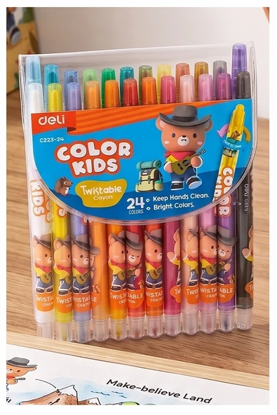 Çevirmeli 24 lü Mum Boya Uzun 1 Paket Twistable 24 Renk Çevirmeli Mum Boya Pastel Silinebilir Mum Boya Tam Boy ürün görseli 1