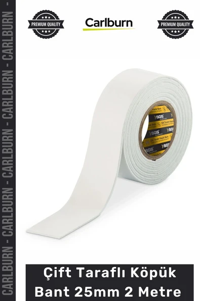 #Bant Güçlü Yapışkanlı Montaj Mukavemetli Pürüzsüz Çift Taraflı Köpük Bant 25mm 2 Metre - 1 Adet ürün görseli 1