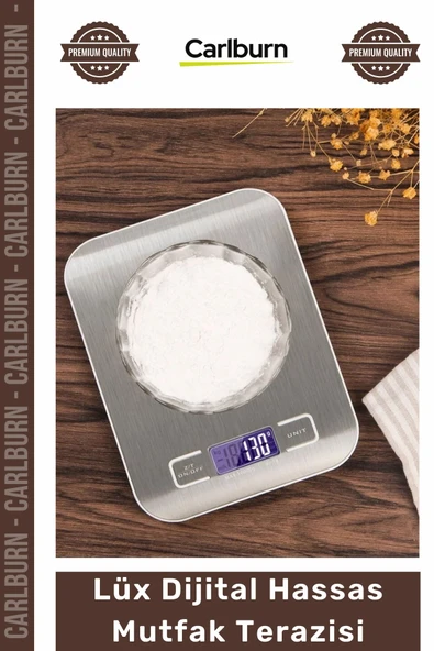 #HassasTerazi Paslanmaz Çelik Metal 5 Kg 1 Gr Hassas LCD Ekran Gümüş Şık Lüx Dijital Mutfak Terazisi ürün görseli 1