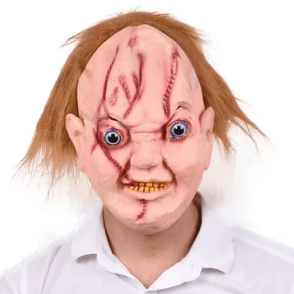 Çaki Maskesi Kahverengi Saçlı Lateks Et Chucky Çaki Maskesi ürün görseli 1