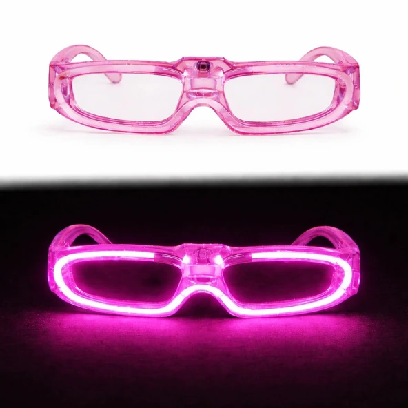 Pembe Led Işıklı Parti Gözlüğü 3 Modlu – Glow Gece Eğlence Gözlüğü ürün görseli 1