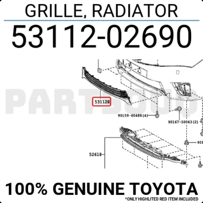 Toyota Corolla 2016-2018 Ön Tampon Panjuru Orta (Oem No: 5311202690) ürün görseli 1