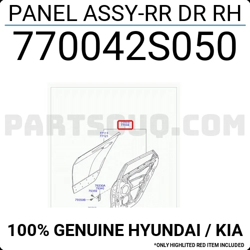 Hyundai İx35 - 2010-2015 Arka Sağ Kapı (Bant Delikli (Oem No :770042S020) ürün görseli 1
