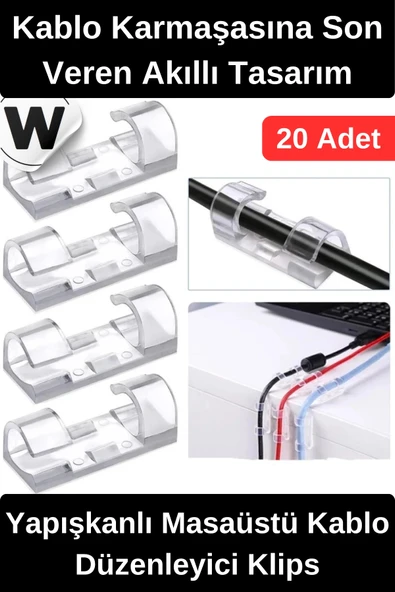 #Klips Yapışkan Kablo Düzenleyici Masaüstü Organizatör Güçlü Tutuş Sabitleyici Aparat Şarj Kulaklık USB Bilgisayar Telev ürün görseli 1