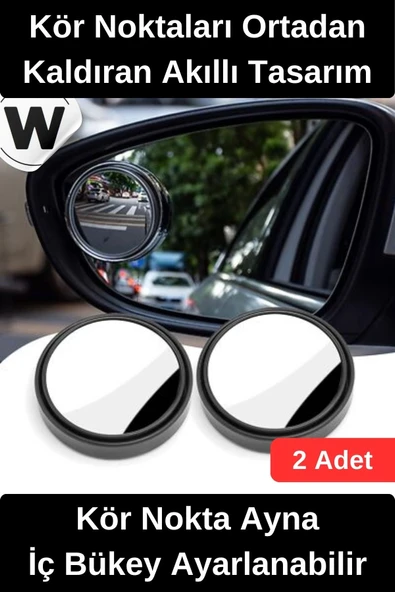 #DikizAynası Kör Nokta Ayna İç Bükey Ayarlanabilir Geniş Açılı Görüş Artırıcı Güvenli Sürüş Yardımcı Yapışkanlı Oto Yan ürün görseli 1