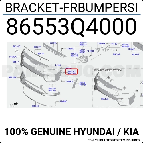 Hyundai İ20 2020-2025 Ön Tampon Bağlantı Braketi Sağ Çamurluga Takılan) (Oem No (86552Q0000)) ürün görseli 1