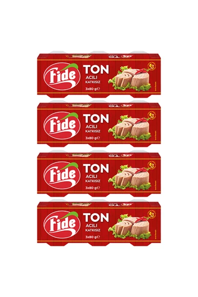 Fide Acılı Ton Balığı (3 X 80 Gr) x 4 Paket ürün görseli 1