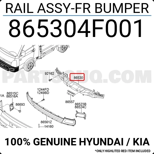 Hyundai  H1 00/Porter Ön Tampon Demiri 2004- (Oem No:  865304F001) ürün görseli 1