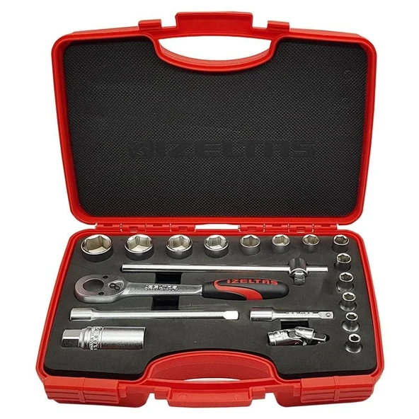 İzeltaş 1110 00 6019 3/8” Altı Köşe Lokma Anahtar Takımı (19 parça, mm) ürün görseli 1