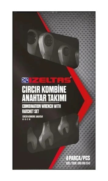 İzeltaş 13000 005343 Cırcır Kombine Anahtar Takımı (4 parça, mm) ürün görseli 1