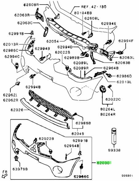 Mitsubishi L200 Ön Tampon 4 Wd Çıft Kabın Dodık Delikli 2005  (Oem No:  6400A747Wa) ürün görseli 1