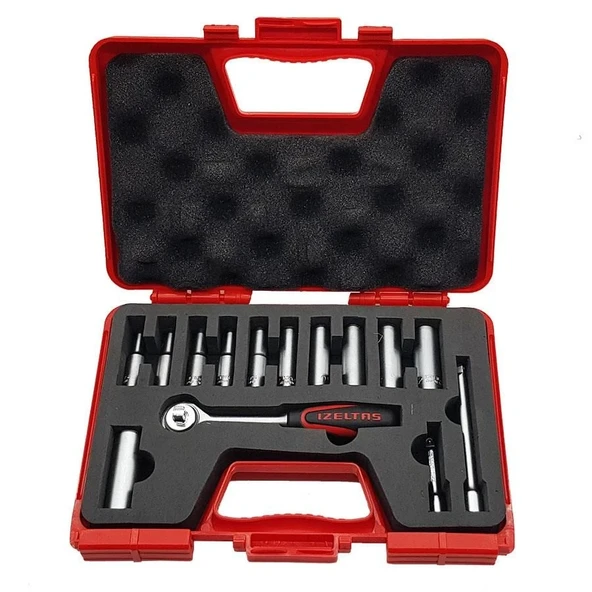 İzeltaş 1107 00 6014 1/4” Derin Lokma Anahtar Set (14 parça, mm) ürün görseli 1