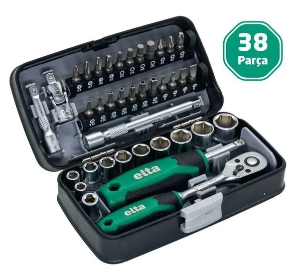 Elta 14000 005078 1/4” Cırcır Lokma Anahtar & Bits Set (38 parça, mm) ürün görseli 1