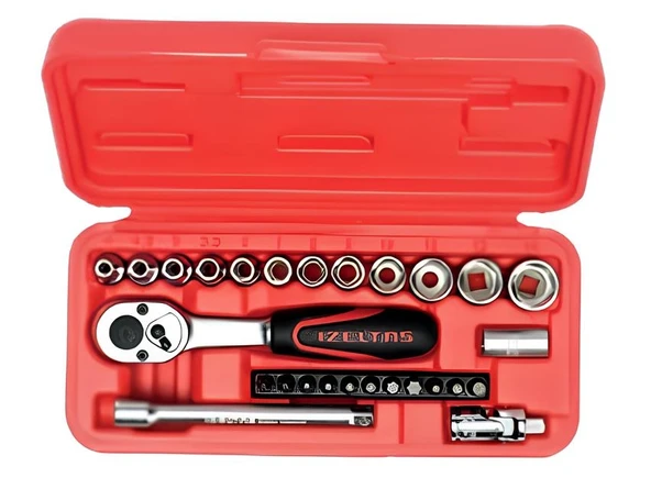 İzeltaş 14000 005132 1/4” Altı Köşe Lokma Anahtar ve Bits Set (27 parça, mm) ürün görseli 1