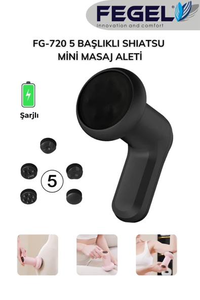 Fegel FG-720 Shiatsu 5 Başlıklı Masaj Aleti,6 Hız Kademeli, Yağ Yakımını Destekleyen Tüm Vücut Masaj ürün görseli 1