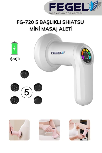 Fegel FG-720 Shiatsu 5 Başlıklı Masaj Aleti,6 Hız Kademeli, Yağ Yakımını Destekleyen Tüm Vücut Masaj ürün görseli 1