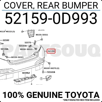 Toyota Yaris Arka Tampon Reflektör Delıklı 2011- (Oem No:  521590D993) ürün görseli 1