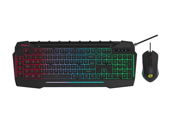 Quantum Gaming Dual Strike RGB Klavye RGB 12800 DPI Mouse Kablolu Combo Set ürün görseli 1