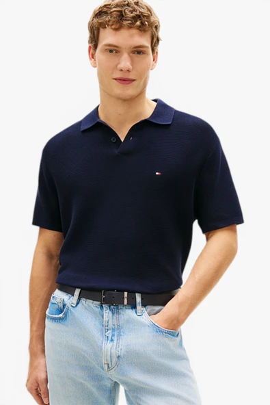 Tommy Hilfiger   COOL TOUCH STRUCTURE SS POLO Erkek Mavi Sweatshirt - MW0MW42795 ürün görseli 1
