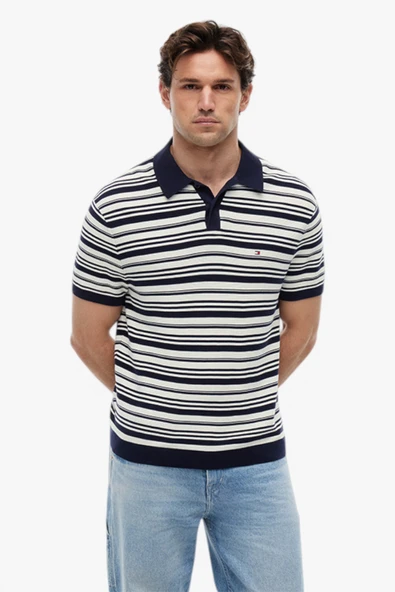 Tommy Hilfiger   COOL TOUCH STRUCTURE SS POLO Erkek Mavi Sweatshirt - MW0MW42795 ürün görseli 1