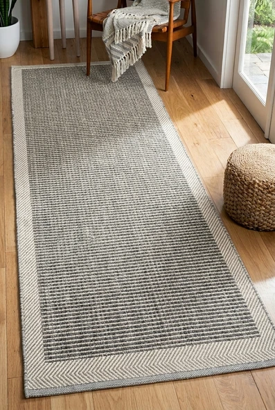 Sisal Serisi Gri Kaymaz Tabanlı Yıkanabilir Hasır Dokuma Halı 4603 | Sultan Halı 100 X 300 ürün görseli 1
