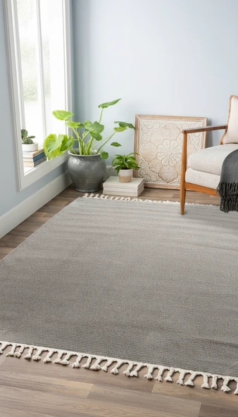 Gri Renkli  Soft Iskandinav Peluş Dokulu Makine Halısı 100 X 300 ürün görseli 1