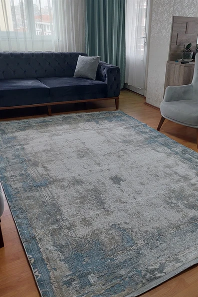 Mavi Renkli Salon Halısı 80 X 300 - Resim 2