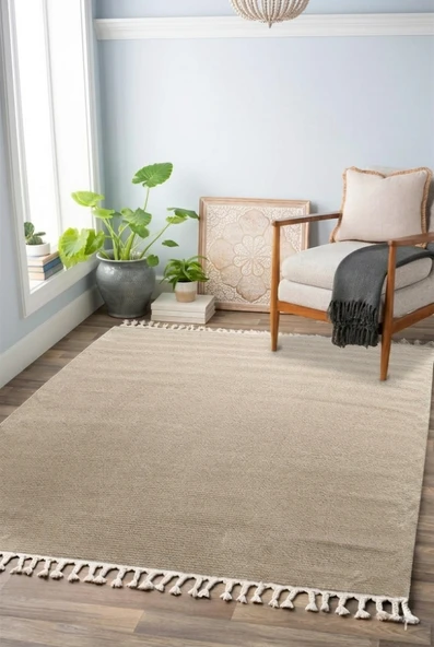 Bej Renkli  Soft Iskandinav Peluş Dokulu Makine Halısı 120 X 180 ürün görseli 1