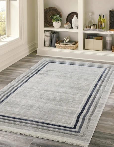 Sultan Asel Bordürlü Gri Modern Akrilik Makine Dokuma Salon Halısı - 11576 100 X 300 ürün görseli 1