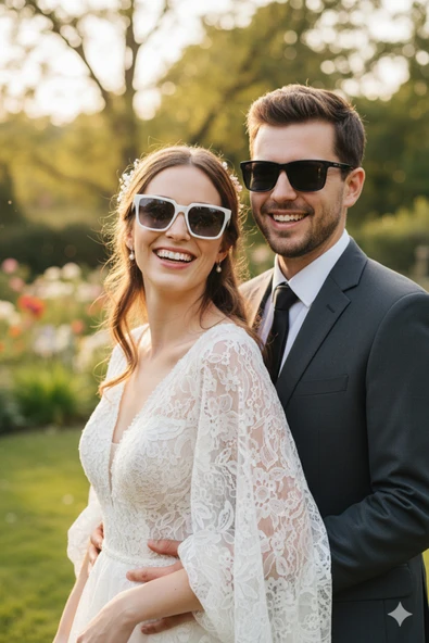 Wedding Gözlük Seti – Gelin Damat İçin Siyah & Beyaz – Düğün Aksesuarı ürün görseli 1