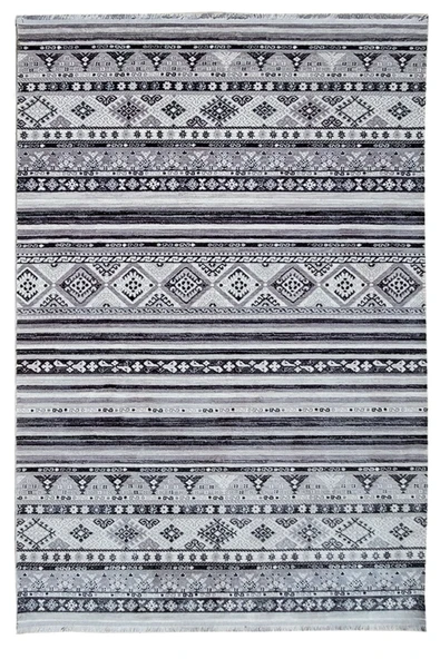 Gri Renkli Desenli Kaymaz Makine Dokuma Halı - AY003G  97 X 300 ürün görseli 1