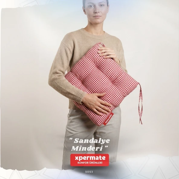 Pötikareli Sandalye Minderi 40x40 Pofidik Piknik Minderi Kýrmýzý ürün görseli 1