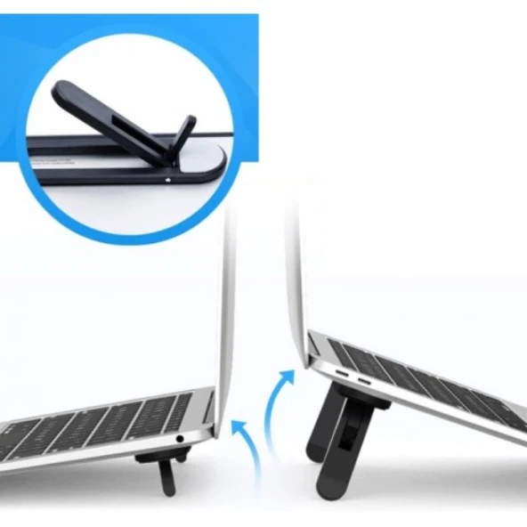 Siyah 2 Kademeli Katlanabilir ve Yapışkanlı Laptop Standı ürün görseli 1