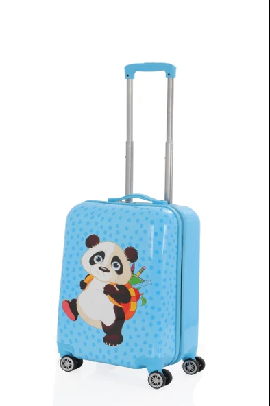 V307 ABS ÇOCUK VALİZ-MAVİ-PANDA BASKI - Resim 2
