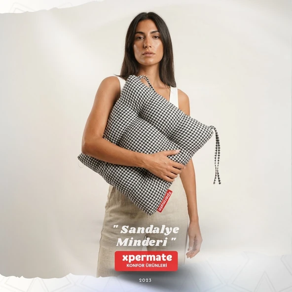 Pötikareli Sandalye Minderi 40x40 Pofidik Piknik Minderi Siyah ürün görseli 1
