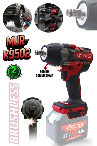 RETOOLS MUR-K9502 BORDO 800 NM TORKLU KAFA ürün görseli 1