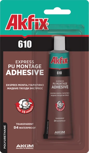 Akfıx 610 Pu Expres Montaj Yapıştırıcı 50ml Sıvı Çivi Şeffaf Şeffaf ürün görseli 1