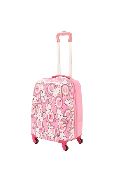 V307 ABS ÇOCUK VALİZ-PEMBE-TAVŞAN BASKI - Resim 2