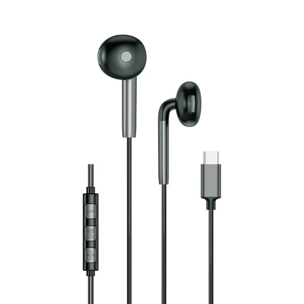 ScHitec E30 High Sound Type-C girişli Kulak İçi Mikrofonlu Kablolu Kulaklık Siyah ürün görseli 1