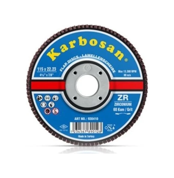 Karbosan Flap Disk 115 Zr 80 Kum Zirkonyum (10 ADET) ürün görseli 1