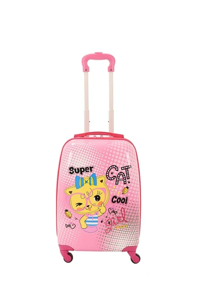 V307 ABS ÇOCUK VALİZ-PEMBE - SUPER CAT BASKI ürün görseli 1