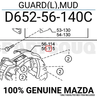 Mazda 2 Ön Çamurluk Davl5 Kapı Sol 2008- (Oem No:  D652-56-140C) ürün görseli 1