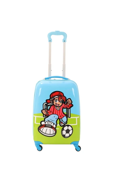 V307 ABS ÇOCUK VALİZ-MAVİ-FUTBOL BASKI ürün görseli 1