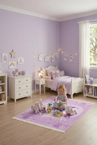 Zerda Unicorn & Masal Dünyası Çocuk Odası Halı 160 X 230 ürün görseli 1