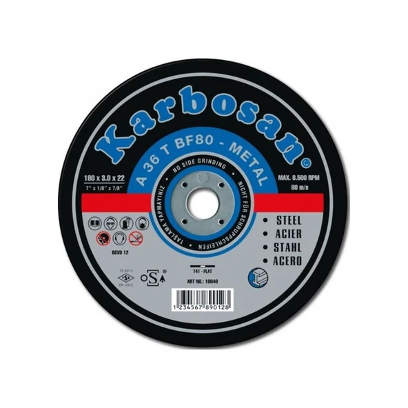Karbosan 180x3.0 Metal Kesici Taş "25 Adet" ürün görseli 1